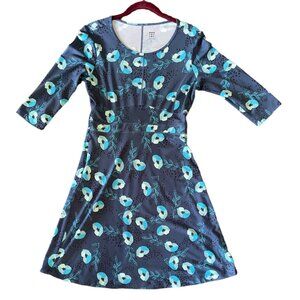 Title Nine Women's Dream Happy Days Floral Print Dress 3/4 Sleeve Empire Waist F